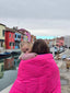 Laura & Sol in Burano Italy with hot pink hoverquilt