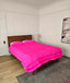 Hot Pink hoverquilt duo in airbnb for extra warmth
